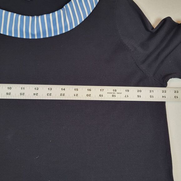 COS Women's Knitted Dress Sz M Black Blue White Striped Boxy Midi Sailor - Picture 8 of 8